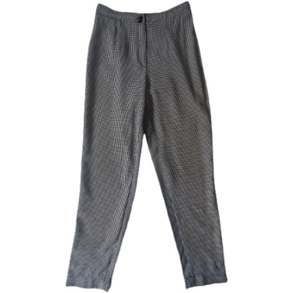 Size 10 L29.5" High Waist B&W Check Trousers Tapered - Picture 1 of 8